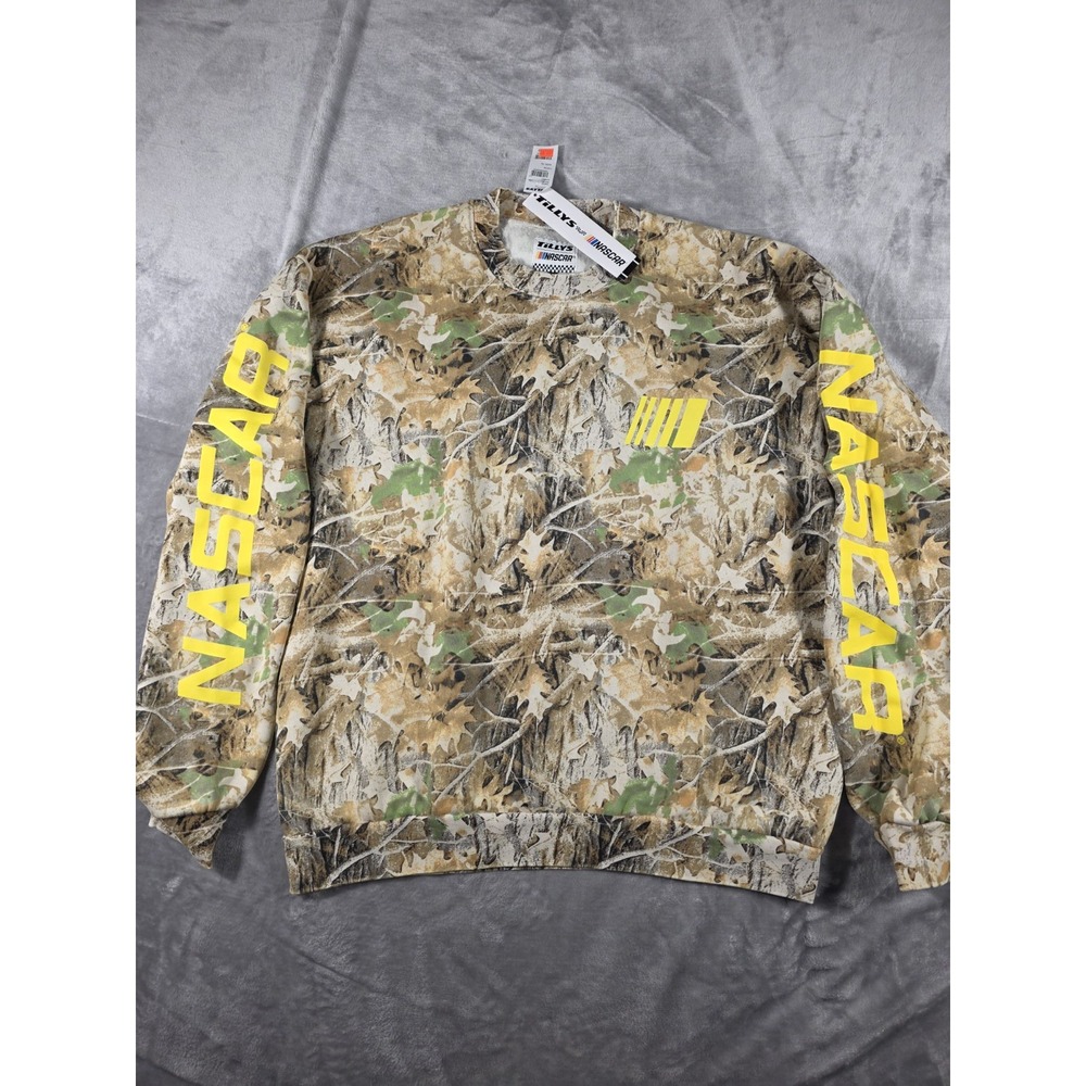 NWT NASCAR Racing Fleece‎ Crewneck Sweatshirt Camo Men's XL